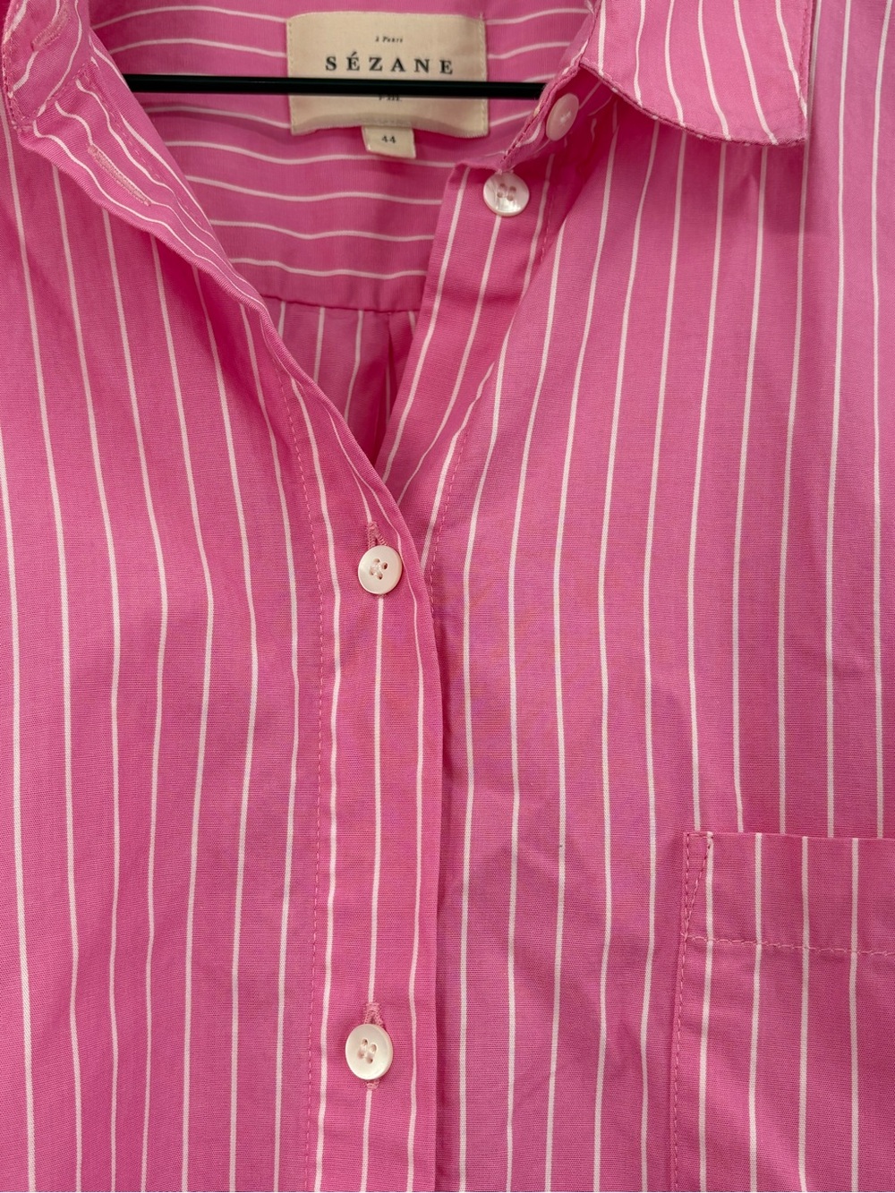 Sézane Max Oversized Pink Stripe Organic Cotton Button Down Shirt FR 44 US 12 - Picture 9 of 16